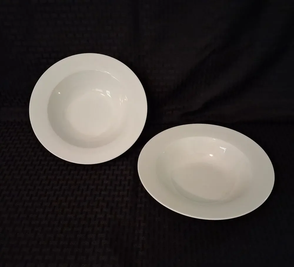 Pier 1 One 8 1/2” Luminous Set of 2 White Soup Pasta Bowls
